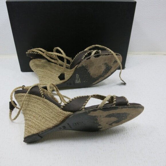 Kenneth Cole New York Wedge Style Leather Spaghetti Strap Dress Heels Sz 8.5 - Picture 6 of 7